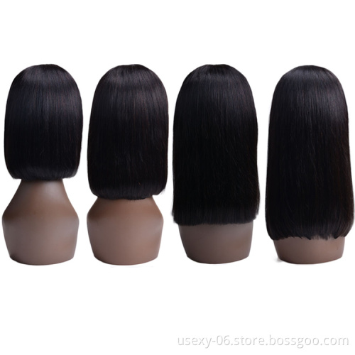 Wholesale Price Natural Color Human Hair Virgin Brazilian Cuticle Aligned Hair Lace Front Bob Brazilian Wigs  Extensions